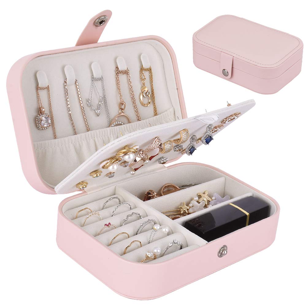 

PU Leather Jewelry Box Double Layer Storage Case Bracelet Earring Ring Necklace Organizer Holder Portable Travel Case for Women Girls M966F