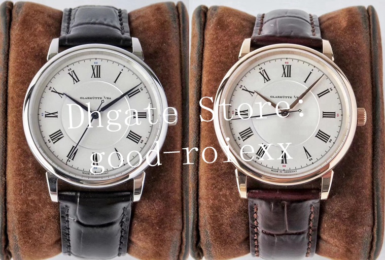 

2 Colour Luxury Rose Gold Watches For Men Saxonia Automatic Watch Men's 2892 Movement Leather Strap Eta Business SV Wristwatches, White