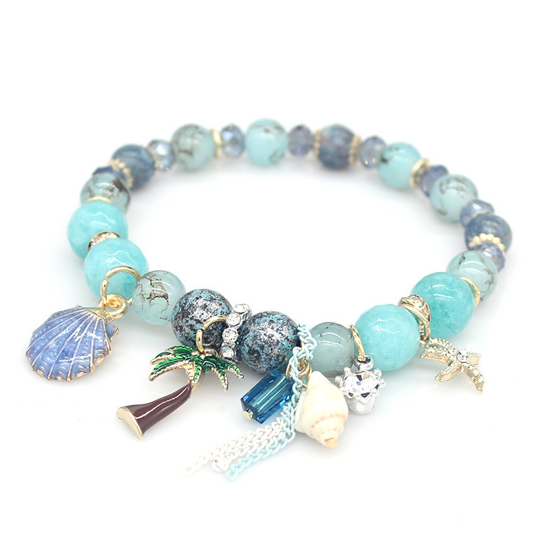 

Wholesale- luxury designer jewelry women bracelets natural stone beads charm sea serials Bracelet iced out bracelet NE983-1