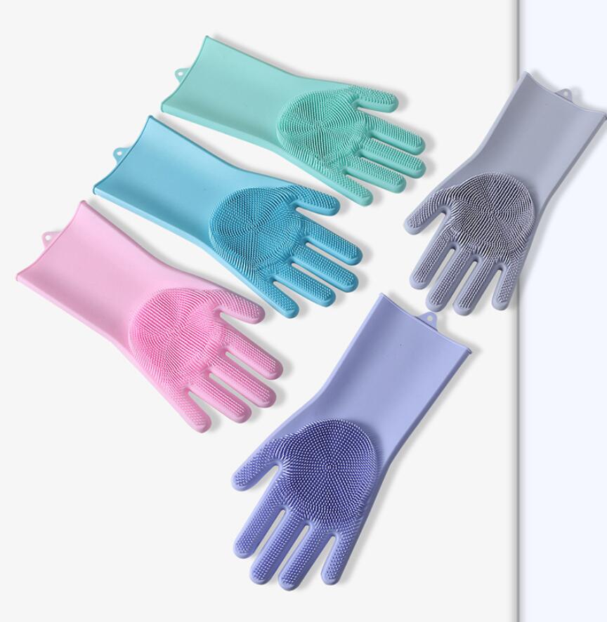 Guanti magici in silicone per lavare i piatti lavaggio dei piatti per pulizia ecologici per alimenti resistenti al calore cura dei peli di animali domestici Green