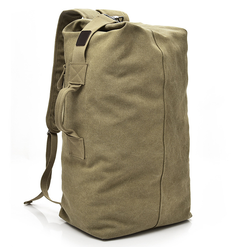 

Large Capacity Travel Backpack Tactical Army Rucksack Men Women Canvas Climbing Camping Sports Bucket Shoulder Bag, Black small