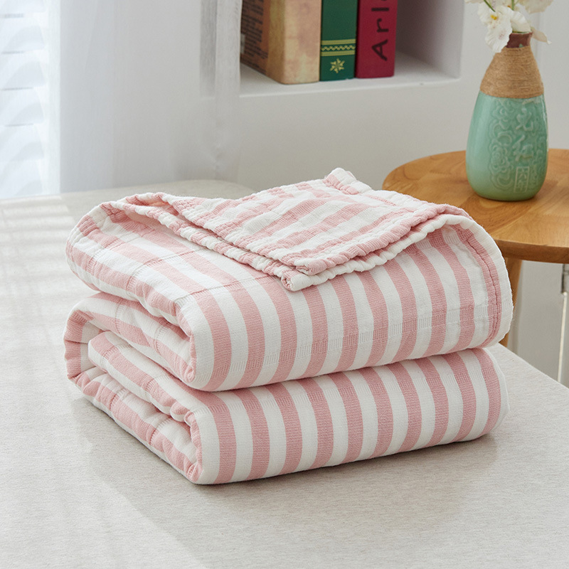 

Cotton straight stripe washed gauze towel quilt blanket throw for summer