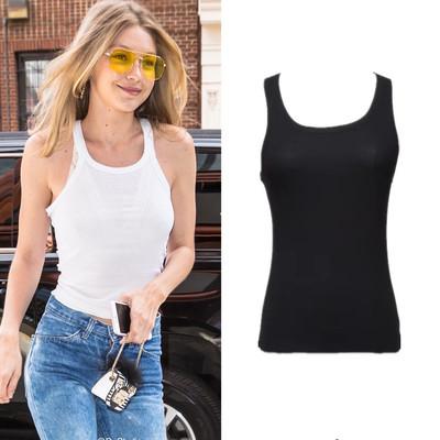 

100% Cotton Woman Tank Top Sexy Halter Camisole Women Summer Bottoming Shirt U Neck Undershirt, White