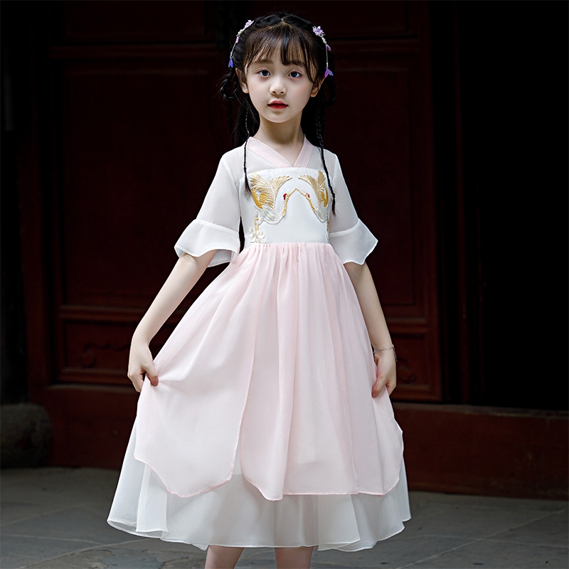 

Embroidery Summer Girl costume girl improved skirt new costume super fairy Chinese style fairy princess dress