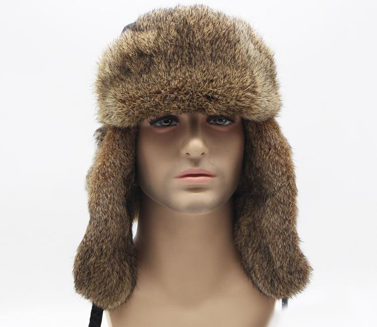 

High Quality Mens Women Rabbit Hair Fur Winter Hats Trapper Hat With Ear Flaps Warm Snow Caps Russian Thicken Hat Bomber Cap
