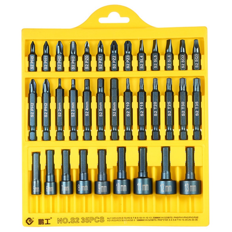 

Penggong Key Sets Electric Screwdriver 35Pcs 25Mm / 50Mm Slotted Torx Hex Bits Sockets Set Drive Repair Tools Kit