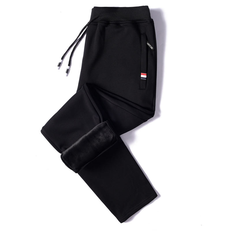 

New Men's Trousers Casual Cotton Sweatpants Full Cotton Straight Tube Pants for Male Long Trousers Size -5XL Calcas Masculinas, Black