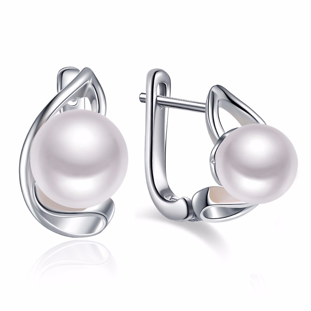 

Sinya fashion Moon design natural pearls earring in 925 Pure sterling silver for women mum lover girls wedding brand jewelry Hot CJ191209