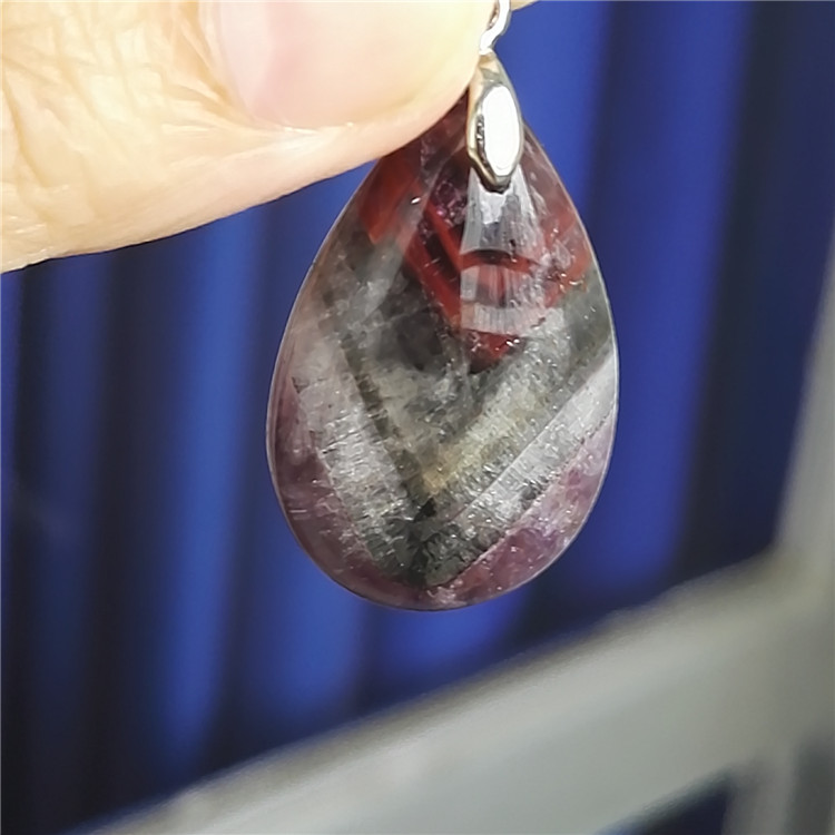 Genuine Purple Red Natural Cacoxenite Auralite 23 Gemstone Crystal Water Drop Pendant