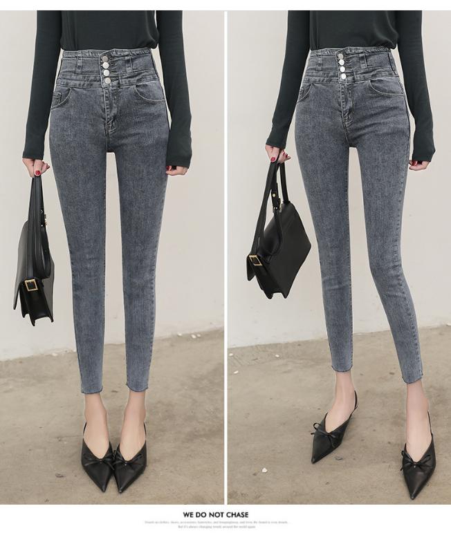 

Pencil Jeans High Waist Jeans Korean Version Thin Elastic Women 2020 Summer, Black