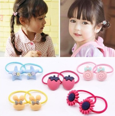 

40PCS Sweet Cartoon Styling Children's Series Ponytail Girl with Hair Band Elastic Band Set Kids Hair Accessories Rubber, Yellow 40pcs