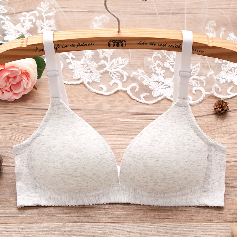 

Cotton smooth thin steel-free underwear bra sexy gathering small bra, Black