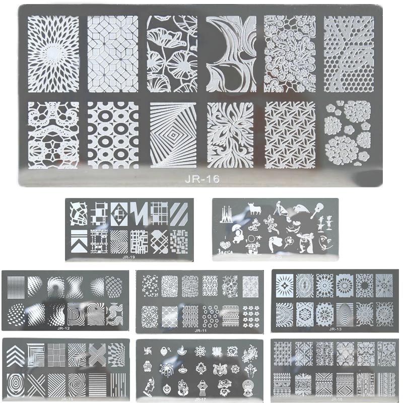 

Hot sale Fashion Strip Design Nail Art Image Stamp Stamping Plates Manicure Template DIY Polish Stencil Nail Tools, Style 7