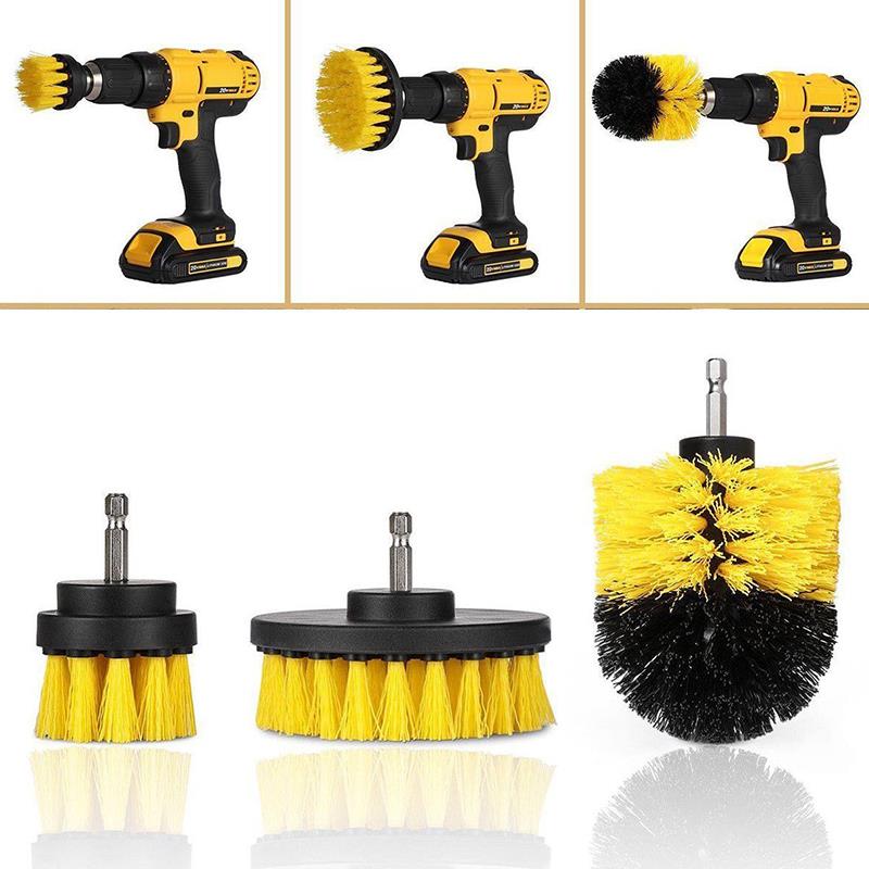 3pcs/Set Drill Scrubber Brush Kit for Tile Grout Car Boat RV Tub Cleaner Scrubber Cleaning Tool Brushes Cleaning Kit-image-438469605