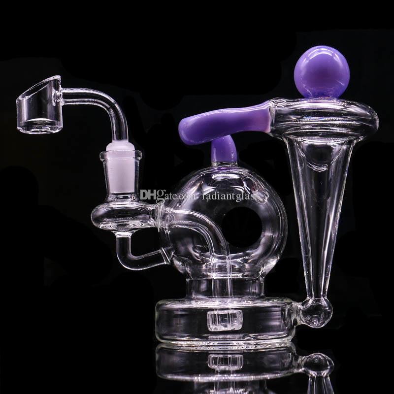 

Colourful Recycler Bong Hookahs Dab Rig 5.7" Water Glass Bongs Oil Rigs smoking Bubbler