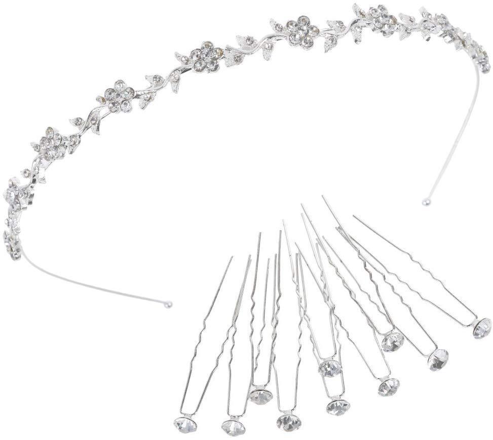 

Silver Diamond Hair Hoop 1 Individual + Single Drill U Form Hair Chai 10 Individual Suit Bride Headwear