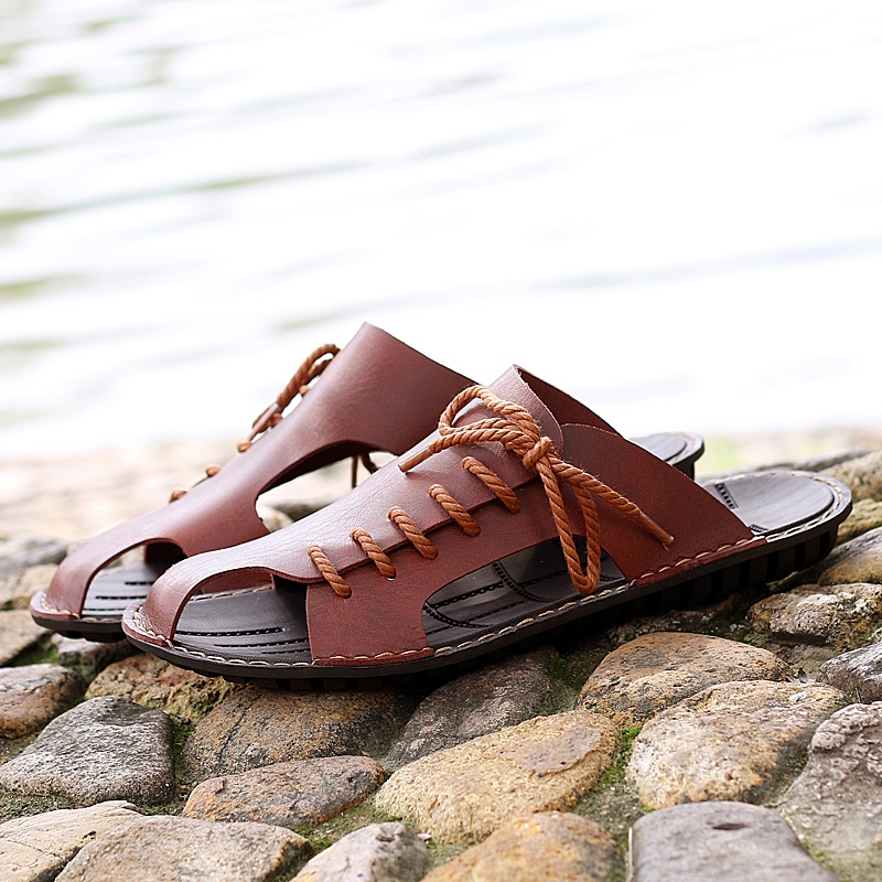 

slide sandalsslippers beach da man for sandalia masculino couro sandales sandalen sandals uomo sandel masculina sandalle heren, Black