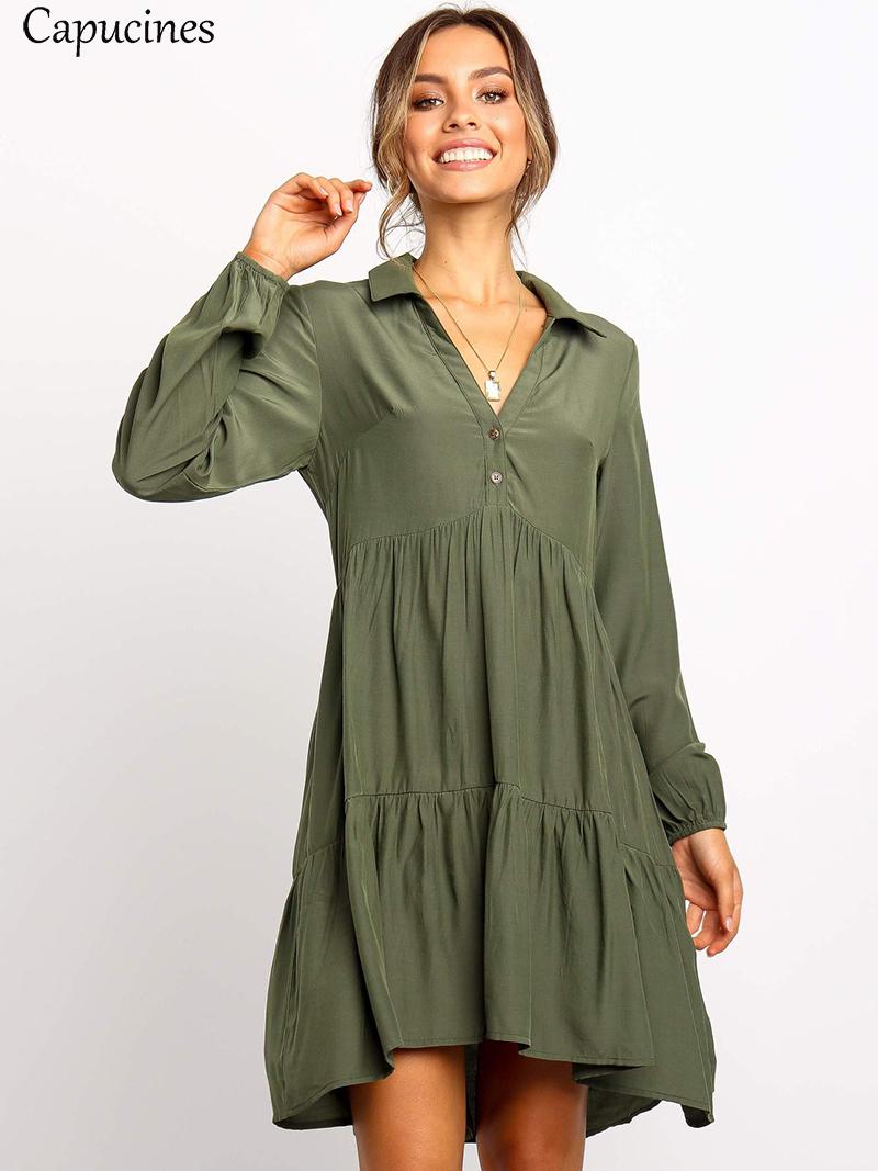 army green casual dress