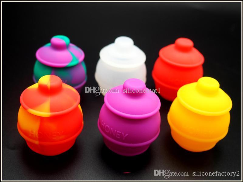 

3pcs/lot 35ml Honey jar shape assorted color silicone container for Dabs Round Shape Silicone Containers wax Silicone Jars Dab containers