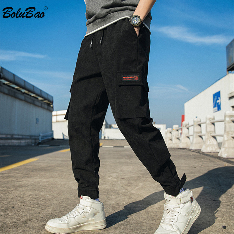 

BOLUBAO Fashion Men's Pants Brand Men Feet Trousers Students Skateboard Pencil Pants Multi-Pocket Casual Male Cargo, Green