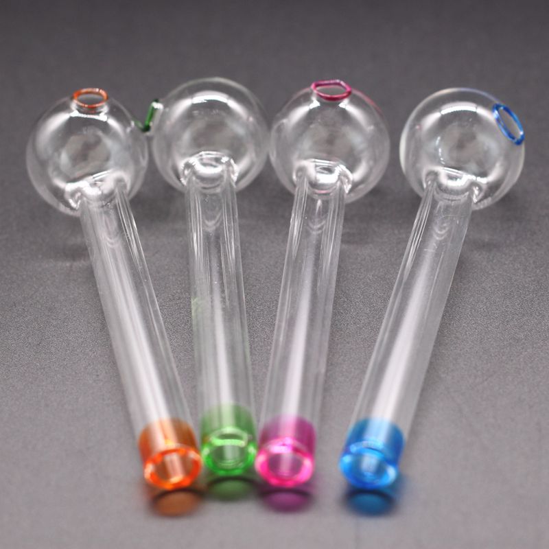 

7Color Handcraft Pyrex Glass Oil Burner Pipe Mini Smoking Hand Pipes Thick Colorful Nail Tube