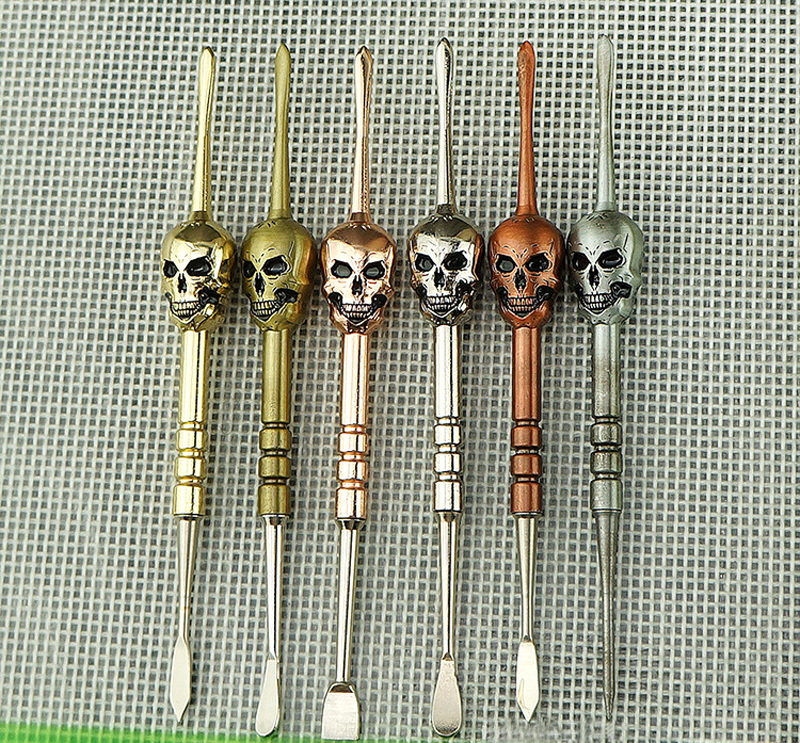 

Hot Skull Wax Dabber Tools 120MM Adjustable 6 Colors Dab Jar Tools Metal For dry herb Vape Vax Atomizer DHL