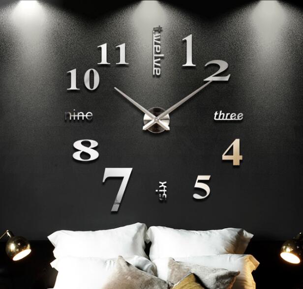 

Creative oversized wall clock diy acrylic clock home 3d wall sticker clock mute
