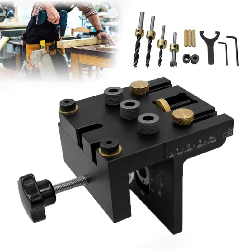 

Multifunction Woodworking Doweling Jig Kit Adjustable Drill Bit Guide Puncher Locator For Furniture Connecting Carpentry