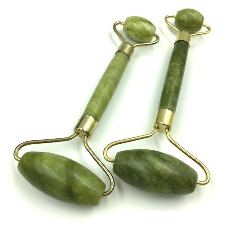 

Facial Massage Jade Roller Double Head Massage Face Neck Massager Natural Jade Beauty Health Tools Prevent Wrinkles Massage Roller, Black