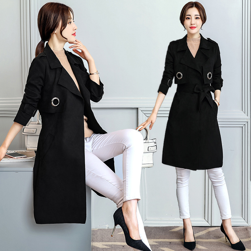 

Plus Trench Abrigos Mujer Size Winter Coat Women Overcoat Windbreaker Roupas Long Coats Femme Casaco Feminino KJ120, Black