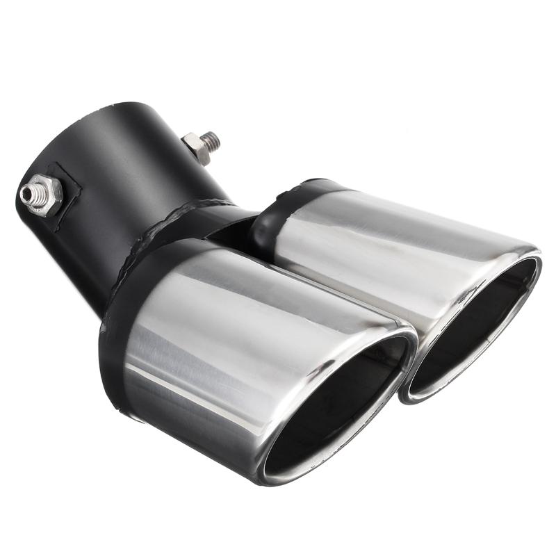 

NEW Universal Car Decoration Chrome Tail Pipe Stainless Steel Curved Dual-outlet Exhaust Trim Muffler Pipe Tail for for