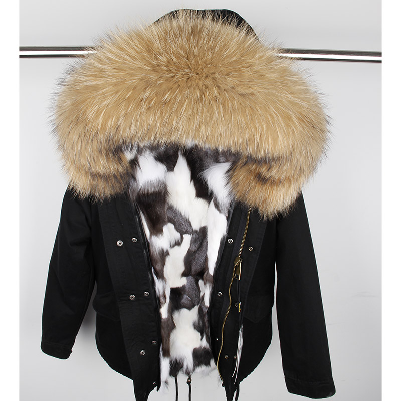 

Woman Real fur lining Winter Jacket Parka Large Raccoon fur Hooded Coat