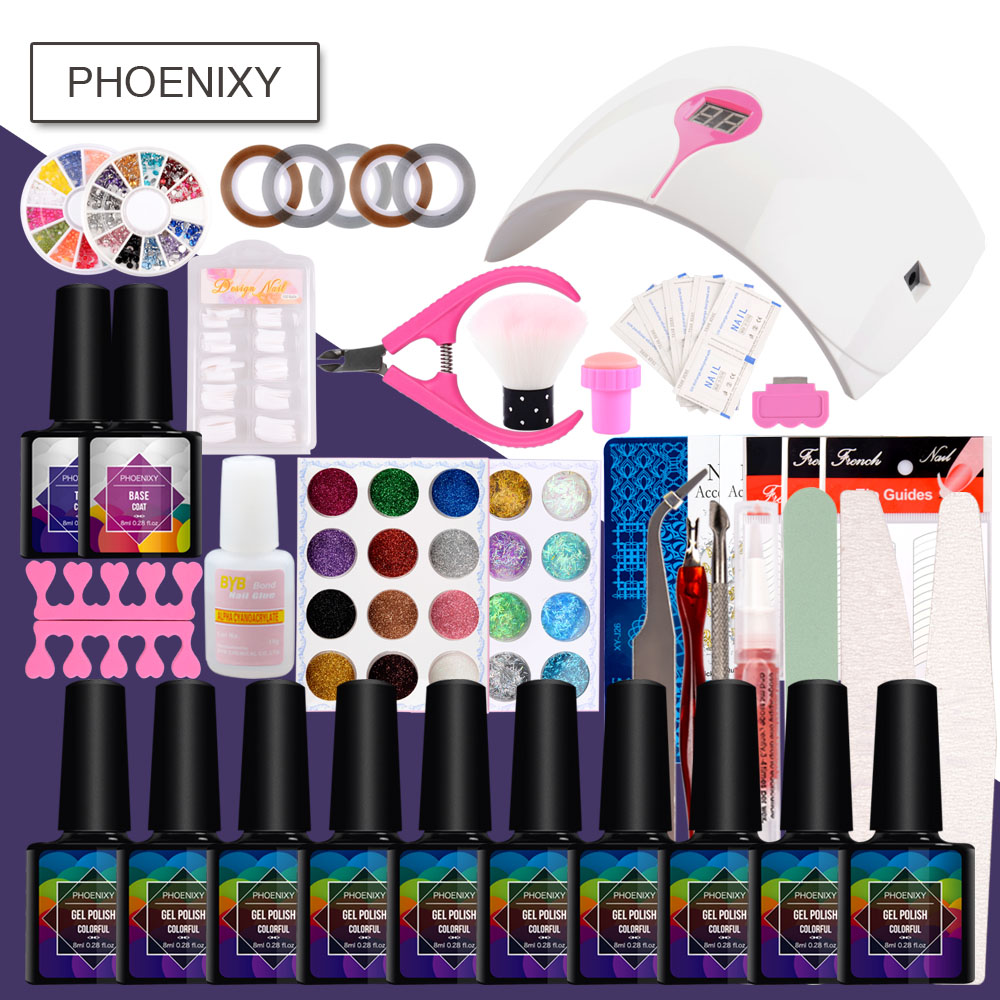 

Professional Nail Art Gel Polish Set Nail Lacquer Soak-off UV Gel For Manicure Semipermanent Tools Kit