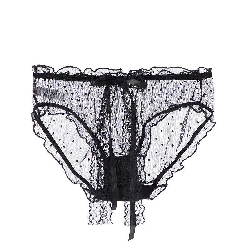 

Women Lace Panties Full Transparent Briefs Female Ultra Thin Mesh Breathable Underwear Cute Sexy Panty Lingerie For Ladies, B black