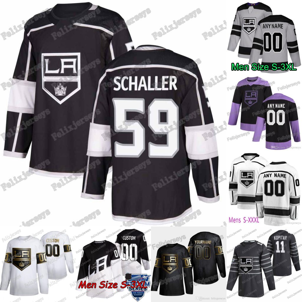 

59 Tim Schaller 2020 Los Angeles Kings Anze Kopitar Alex Iafallo Jeff Carter Drew Doughty Adrian Kempe Tyler Toffoli Alex Iafallo Jersey, Black;red