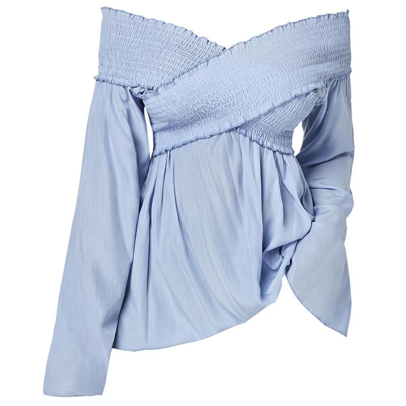 

Kenancy Women Off The Shoulder Plus Size Tops Spring Criss Cross Long Sleeve Shirts Female Casual Solid Shirts Women'S Blusas, Black