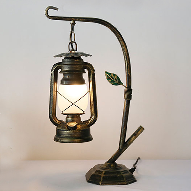 American Table Lamps Chinese Village Old-fashioned Kerosene Lamp Coffee Restaurant Creative Wrought Iron led Light Bedroom Vanity Desk Light-image-546675693