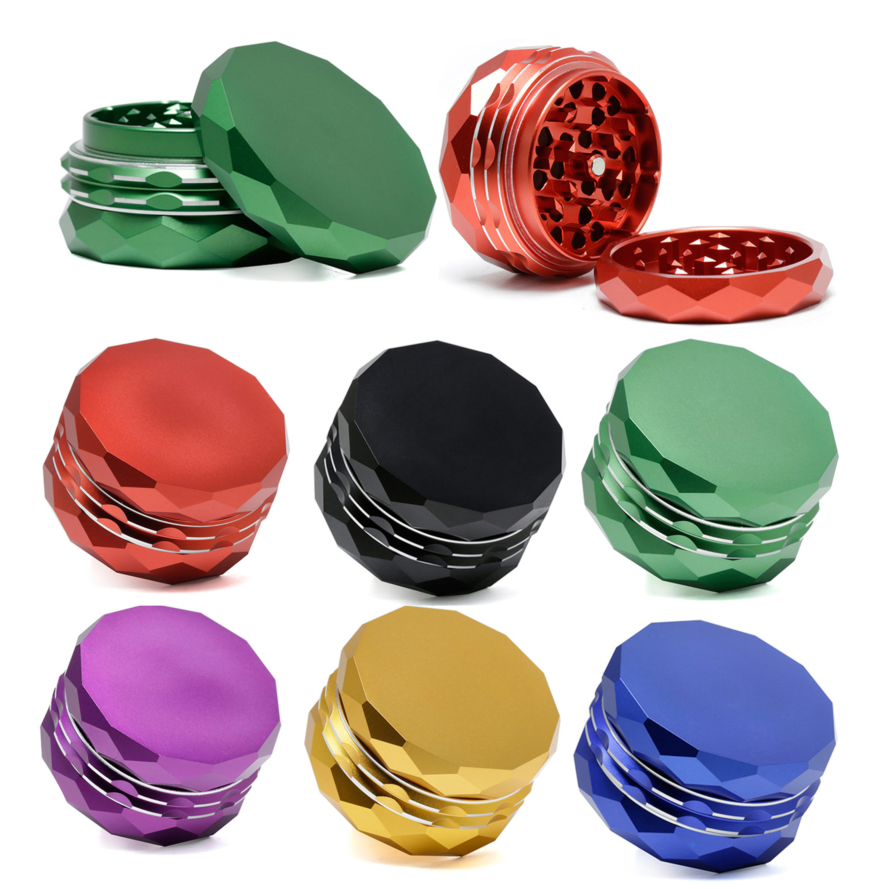 

Aluminum Alloy Diamond Shape Grinder 63mm Herb Grinders Tobacco Crusher With Rhombin Tooth 4 Layers Smoking Accessories OEM Welcome