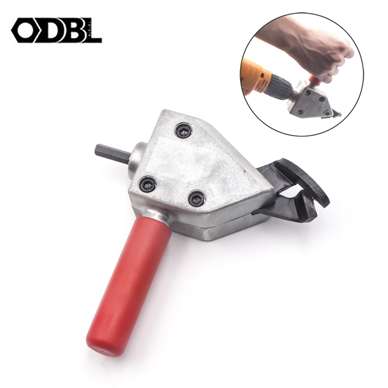 Double Tête Feuille De Métal Nibbler Scie Cutter 360 ° Réglable Power Drill Attachment