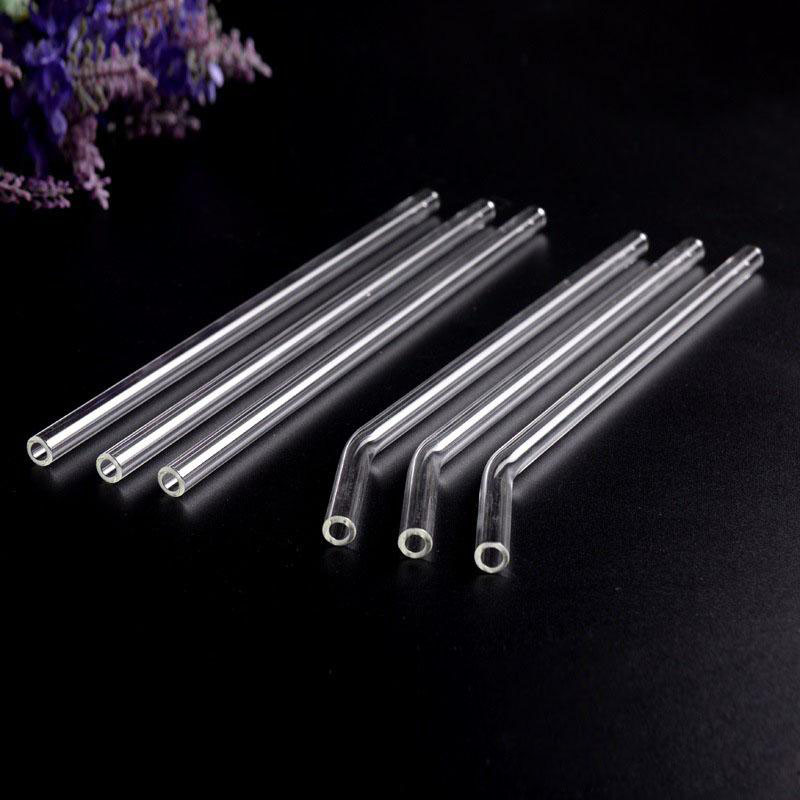 

3pcs Straight +3pcs Bent Glass Drinking Straws Set with Cleaning Brush and Box Package Glass Straw for Juices