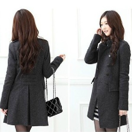 

Winter women' 2020 female trench double breasted slim elegant medium-long woolen outerwear overcoat cheap clothes china, Black