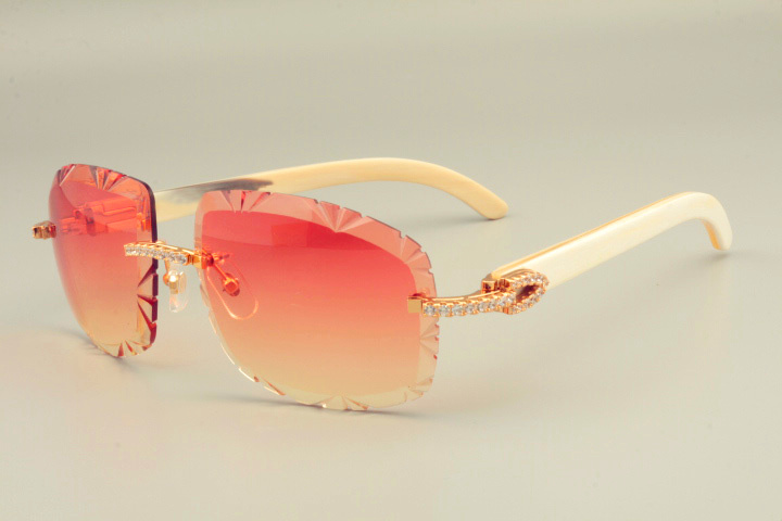 

2019 new direct sales free shipping DHL hot lens sunglasses 8300075-1 natural white horns too glasses, luxury diamonds unisex sunshade,