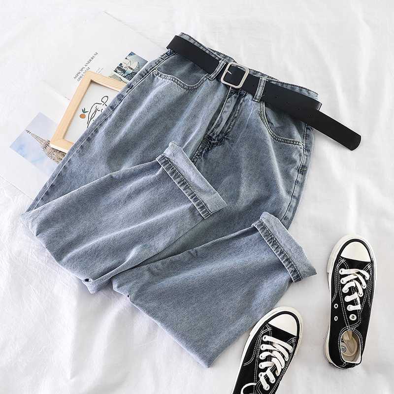 

Women' Jeans Wild Mom Jeans Workwear New Korean Harem Woman Super Fire High Waist Loose Elastic Woman, Blue