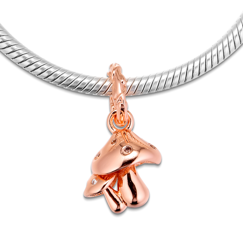 2019 Original 925 Sterling Silver Jewelry Rose Sparkling Mushrooms Charm Beads Fits European Pandora Bracelets Necklace for Women-image-496637064