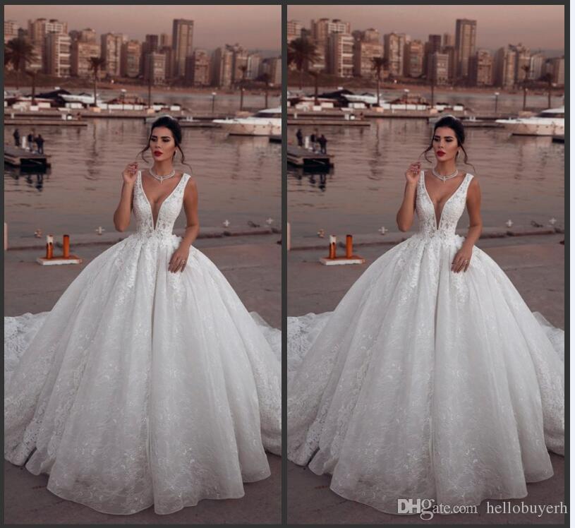 

New Beach V Neck Country Cheap Lace Ball Gown Wedding Dresses 2019 Vintage Gothic African Bridal Gowns Abito Da Sposa, Custom made from color chart