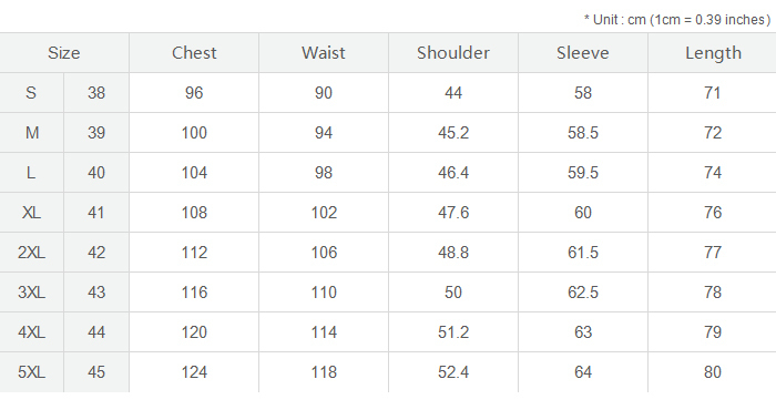 Cufflink Size Chart