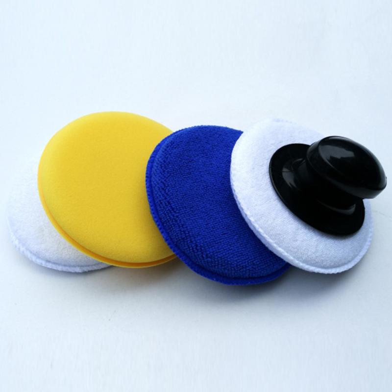 

4pcs With Handle Car Cleaning Tool Small Polishing Waxing Microfibre Professional Sponge Set Auto Applicator High Density Kit