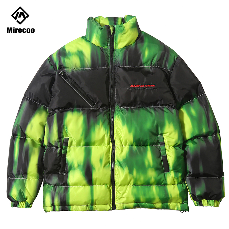 

Illusion Tie Dye Puffer Padded Winter Jacket Men Parka Hip Hop Streetwear Down Jacket Coat Outwear Windbreak Men Outwear 2019, Blue