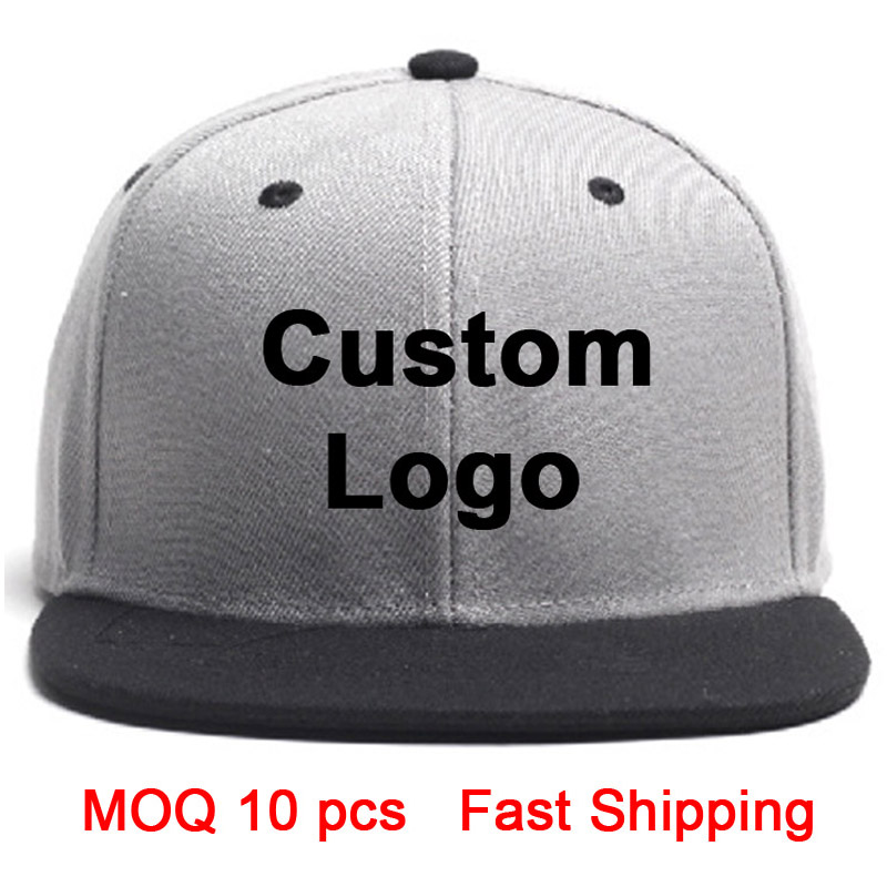 Custom Cap 3D Broderi Logo Flat Brim Tennis Hip Hop Tour Full Close Trucker Baseball Sport Anpassad skräddarsydda Snapback Hat