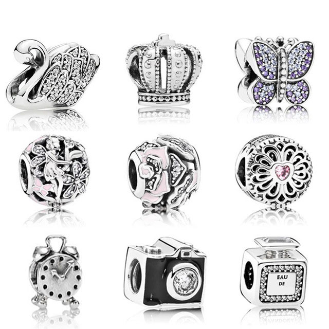 

NEW 100% Genuine 925 Sterling Silver pandora Retro camera alarm clock bead Fit Bracelet DIY bracelet The factory wholesale